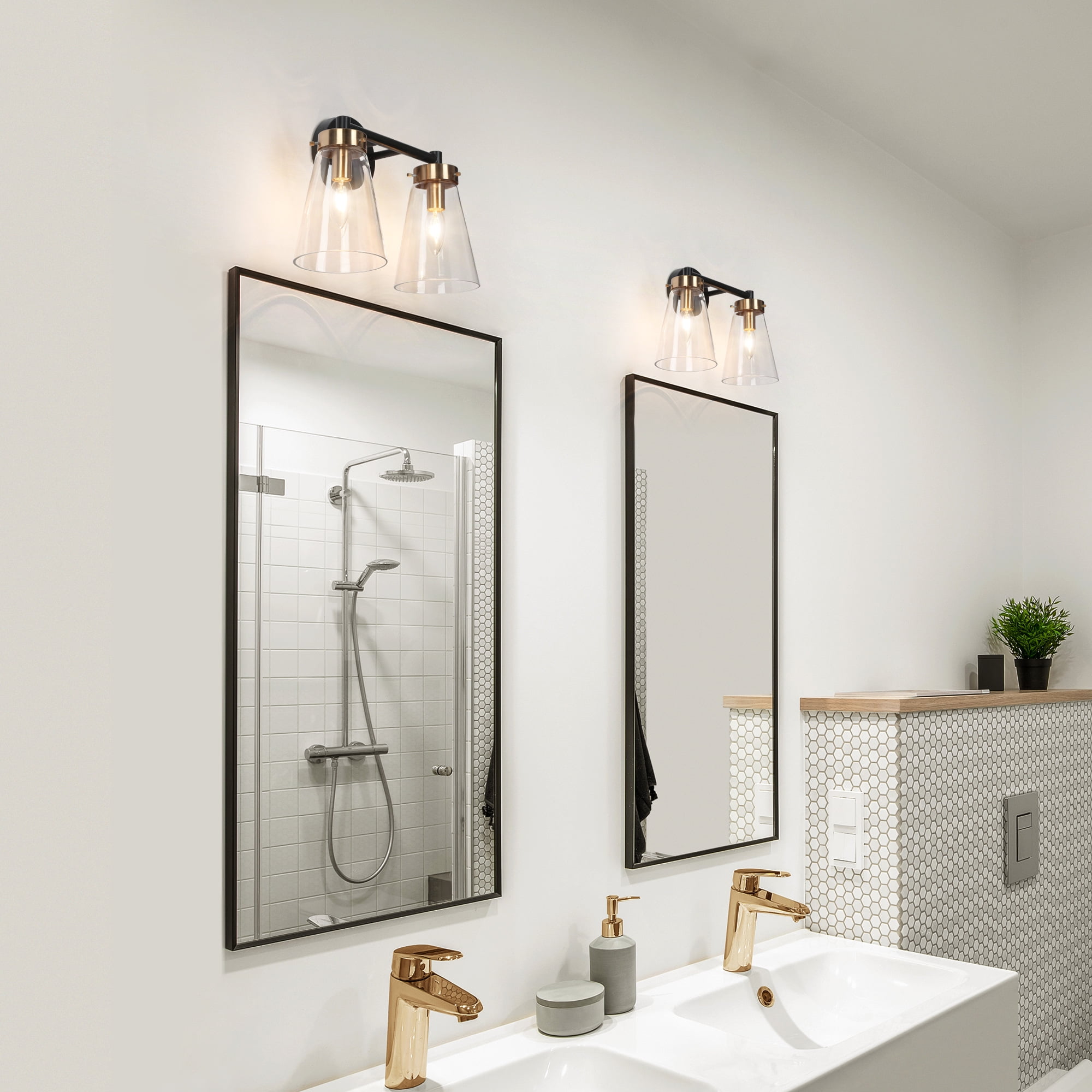LNC Deferoiry 13.8-in 2-Light Matte Black LED Modern/Contemporary Vanity Light