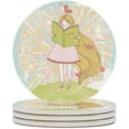 thumbnail image 2 of GZHJMY 1Pc Round Reading Princess in Pastel Colors Ceramic Coasters with Cork-Backed for Coffee Drink, Cup Mat Absorbent Stone Coasters, 2 of 6