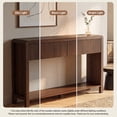 thumbnail image 3 of Innovar 47" Modern Fluted Sofa Table with Power Outlets - Curved Console Table W/Open Storage Shelf & 2 Drawers, Narrow Entryway Tables for Living Room, Hallway,Entrance,Walnut, 3 of 8