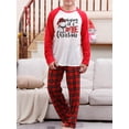 thumbnail image 3 of Christmas Family Pajamas Matching Set, Long Sleeve Letters Print T-shirt with Plaid Pants Sleepwear Loungewear, 3 of 4