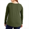 thumbnail image 5 of Aboser Plus Size Tops for Women Long Sleeve Basic Tees Oversized Scoop Neck T-Shirts Casual Solid Color Tee Shirt Loose Fit Comfy Tshirt Top Army Green XXXL, 5 of 7