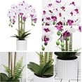 thumbnail image 3 of Artificial Orchid Flower in Grey Pot, Faux Pink Orchid Real Touch Fake Phalaenopsis Bonsai for Office Home Wedding Party Indoor Decor (Pink 1), 3 of 5