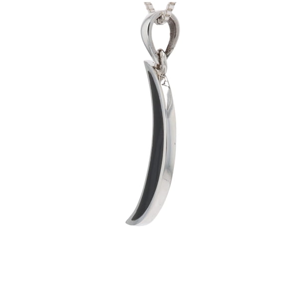 Jewelry Trends Sterling Silver Dark Crescent Moon Pendant Necklace 18" Created Black Onyx