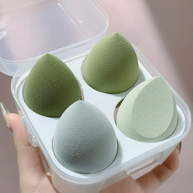 Dry And Wet Use Blender Puffs Serious Blender Sponge 3D Beauty Egg For Make Up (4pcs)-Green