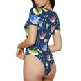 thumbnail image 3 of Haiem Party Shark Cute Women's Crew Neck Short Sleeve Bodysuit Tops Stretchy Slim Basic-XX-Large, 3 of 9