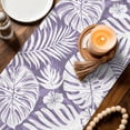 thumbnail image 3 of Table Runners 120 Inches Long Dress Scarves, Palm Tree Monstera Farmhouse Coffee/Dining/Kitchen Table Decor Table Runner for Living Room, Purple White Leaf Boho Botanical Tropical 13x120 Inch, 3 of 9