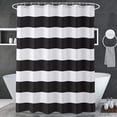 thumbnail image 3 of Black and White Shower Curtain for Bathroom, Striped Shower Curtain Black and White, Fabric Shower Curtain Waterproof for Bathroom, with 2 Heavy Stones, 72" W x 72" H, 3 of 6