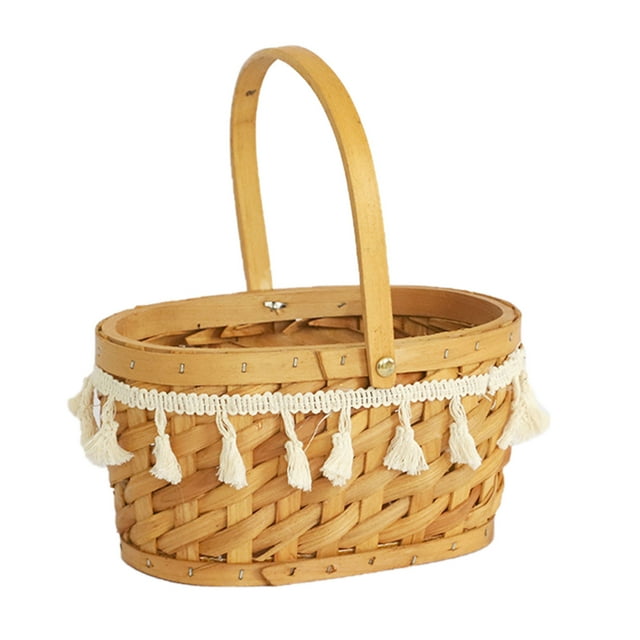 Canasta de flores de madera tejida con dije para niñas de las flores para bodas y decoración del hogar