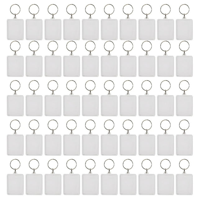 Soporte de Imagen del Anillo Clave, Transparente 50 Piezas de la Esquina redonda bonita decoración del marco del marco de fotos de metal Plásstico Portátil para la familia