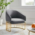 thumbnail image 2 of Armchair Accent Chair, Grey Gray, Velvet, Modern Contemporary, Mid Century Living Hotel Lounge Cafe Lobby, 2 of 8