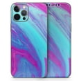thumbnail image 5 of DesignSkinz Marbleized Pink Ocean Blue v32 Full-Body Skin Decal Wrap Cover for iPhone 16 Pro, 5 of 9