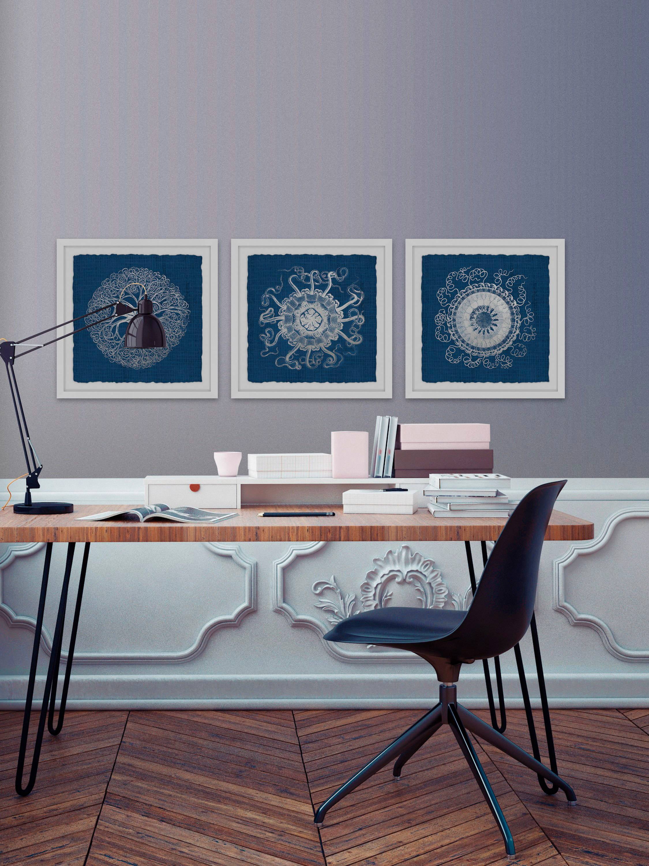 Marmont Hill Sea Anemone on Indigo Triptych