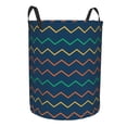 thumbnail image 2 of LNWH Laundry Basket, Colorful Zigzag Lines Pattern Foldable Laundry Hamper with Handles Waterproof, Medium, 2 of 8