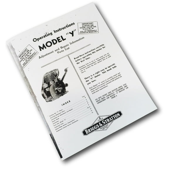 Briggs And Stratton Model Y Engine Operating Repair Manual Service Owners Bs &&