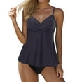 thumbnail image 1 of Women's Two Piece Swimsuit Tops - Underwire Push Up Tankini with Ruched Design for Tummy Control and Support, 1 of 4