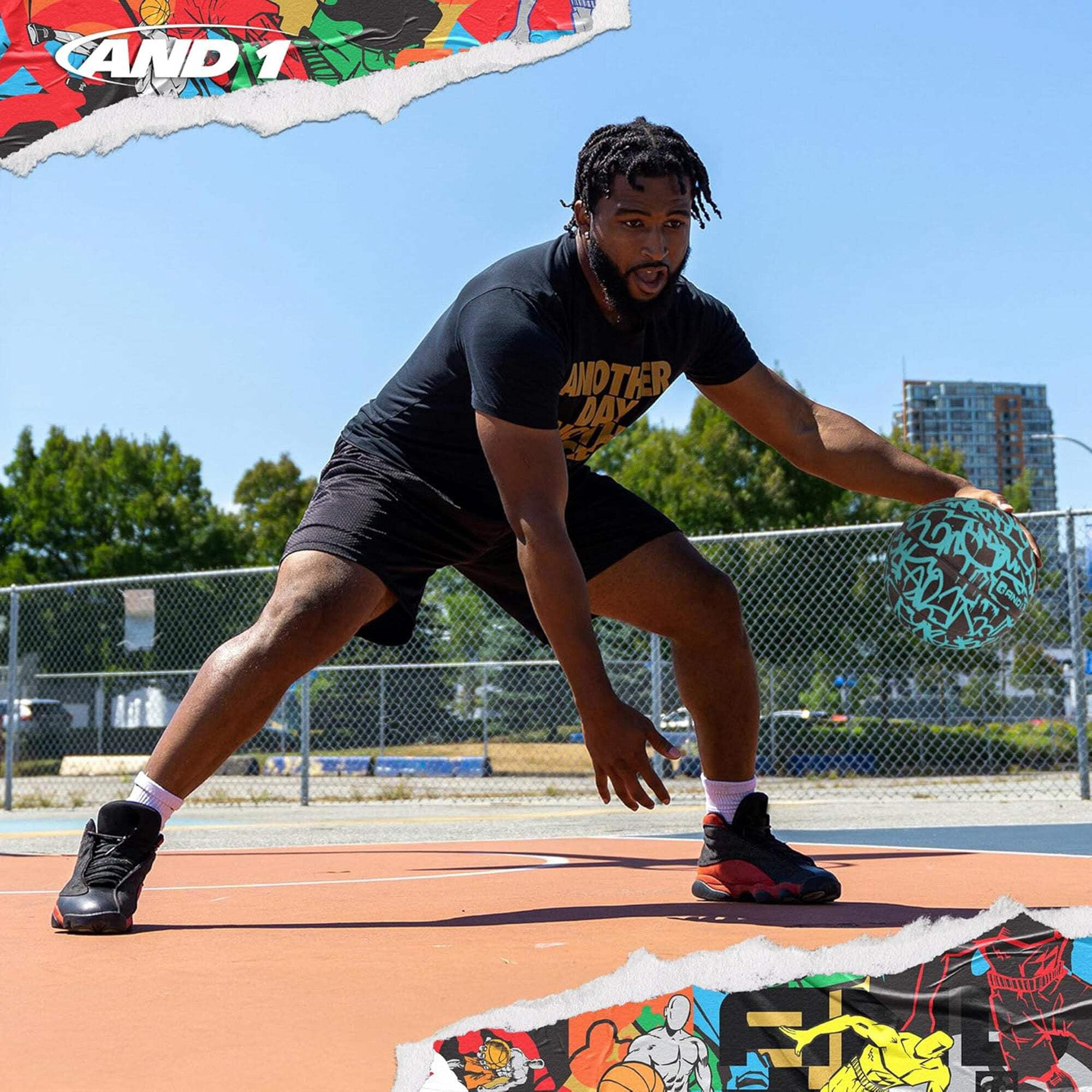 AND1 Fantom Graffiti Rubber Basketball, Size 7 (29.5"), Deep Channel Construction, Indoor/Outdoor Use