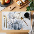 thumbnail image 2 of Navy Blue Pumpkins Fall Placemats Set of 4, Thanksgiving Coastal Nautical Pumpkin Washable Wipeable Table Mats for Dining Tables, Indoor Outdoor Kitchen Place Mats for Holiday Party Table Decor, 2 of 9