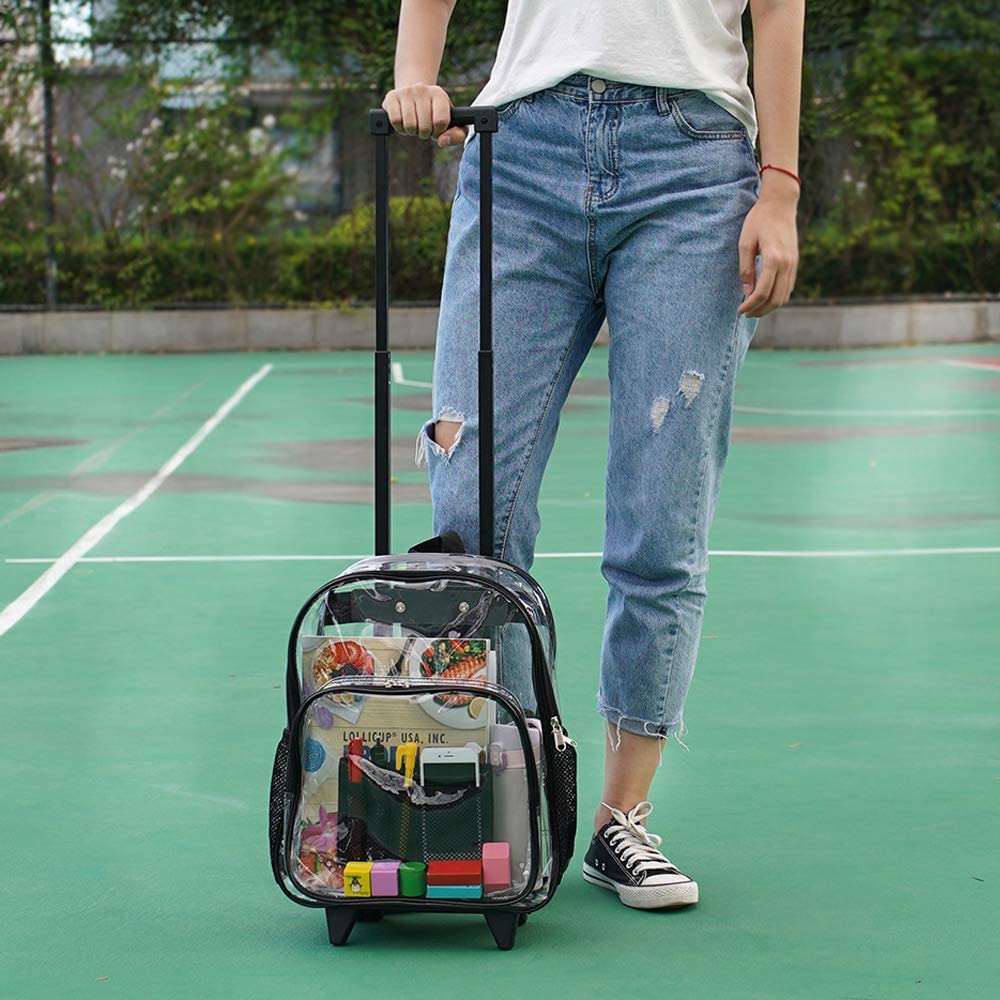 Rolling Clear Backpack, Heavy Duty See 