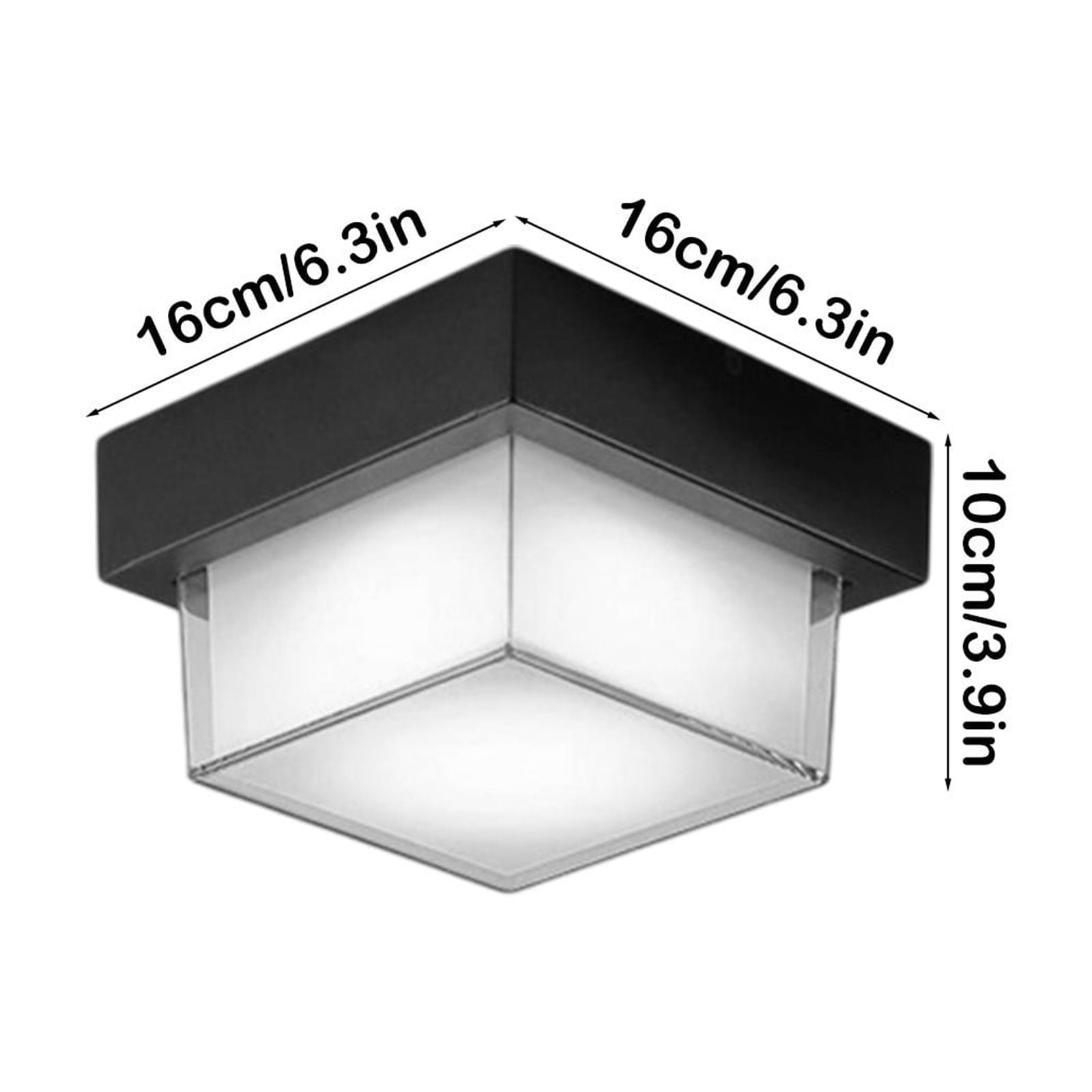 Black Square Small Led Porch Light, LED Outdoor Porch Ceiling Light Fixture, Outdoor Ceiling Flushs Mount Hanging Modern Light Fixture, Modern Waterproof Outdoor Wall Mount Lighting