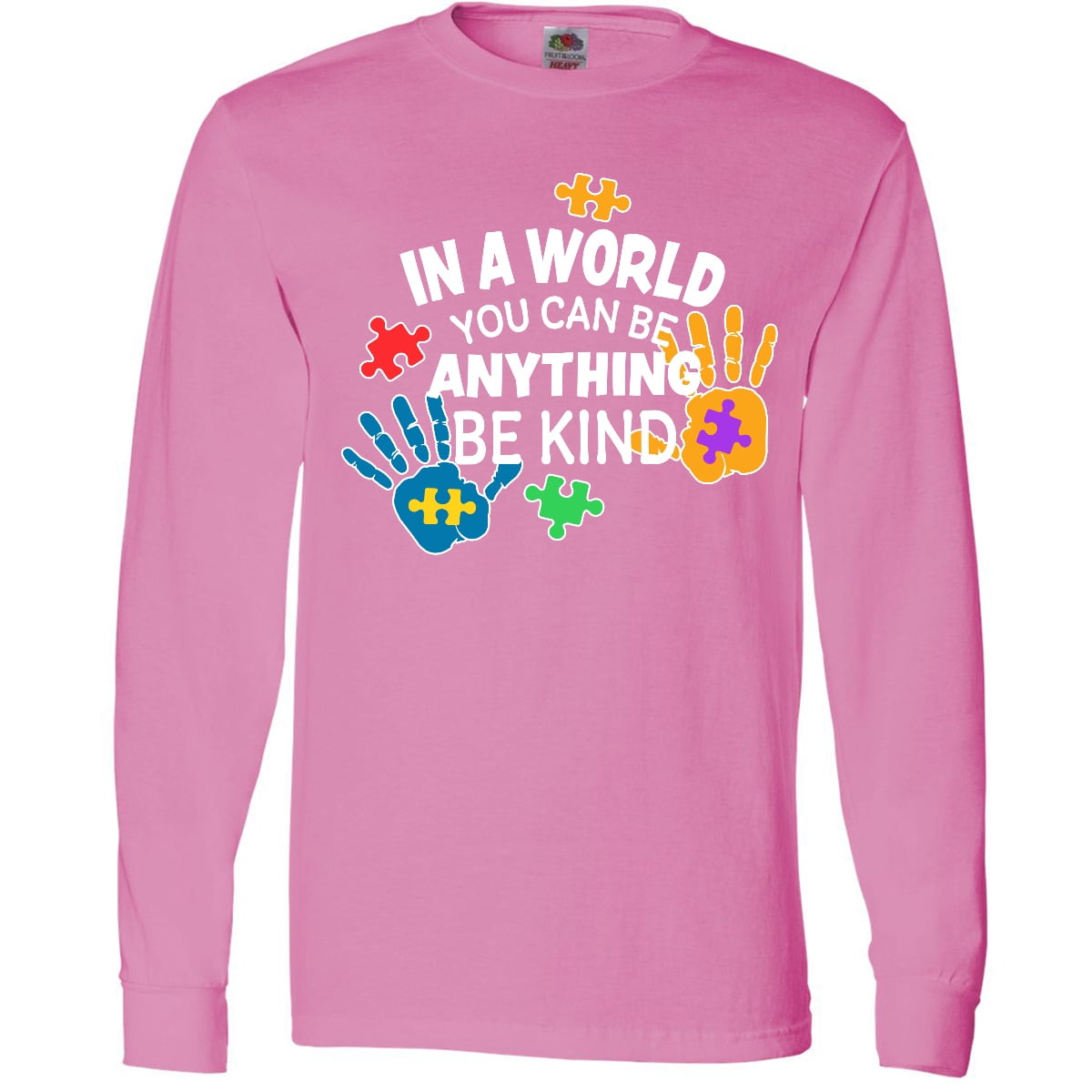 Inktastic In a World You Can Be Anything Be Kind Autism Awareness Long Sleeve T-Shirt