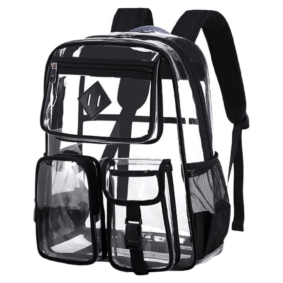 Backpack - Clear Backpack for Pvc Transparent Bookbag for Stadium Approved See Through Backpack, Cxui Clear Backpack Black