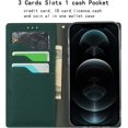 thumbnail image 5 of Wallet Case for iPhone 12 Mini with RFID Blocking Card Slots,Headset Winder,Flip Folio Magnetic Closure,Kickstand,Cash Pockets Wrist Strap Cover Case for iPhone 12 Mini 5.4",Deep Green, 5 of 18