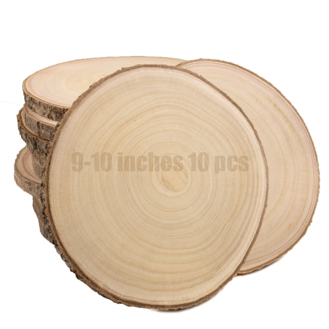 Centros de mesa rústicos Wood Slices NLHH, 10 unidades, 23-25 cm