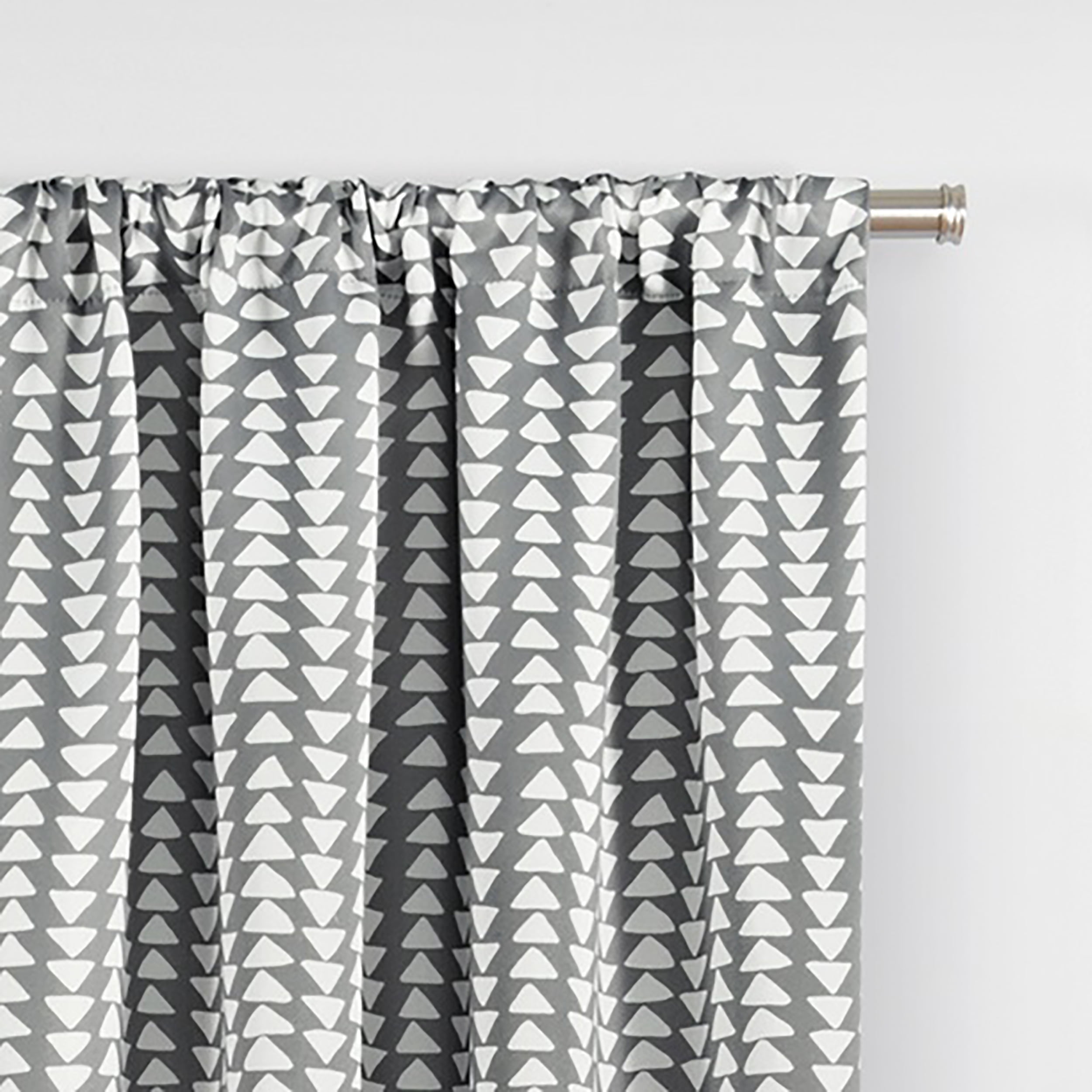 Eclipse Naya Geometric Thermaweave Blackout Rod Pocket 37 x 95 Curtain Panel in Grey