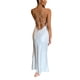 thumbnail image 2 of Lucakuins - Vestido largo de verano para mujer, color sólido, sin mangas, sin espalda, con abertura alta, para discoteca Lucakuins moda, 2 of 3