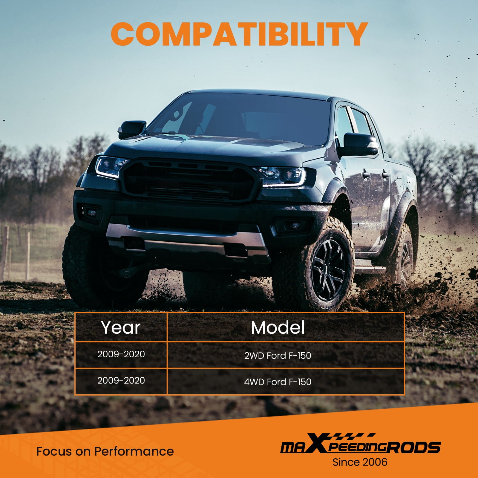 maXpeedingrods 2” Leveling Lift Kit w/Shocks for Ford F-150 2WD/4WD 2009-2020