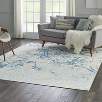 Nourison Bliss Modern Botanical Ivory/Blue 7'10" x 9'10" Area Rug, (8' x 10')