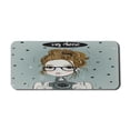 thumbnail image 1 of Hipster Computer Mouse Pad, Cartoon Girl a Camera Say Cheese Lettering Selfie Woman Polka Dots, Rectangle Non-Slip Rubber Mousepad X-Large, 35" x 15", Cadet Blue and Pale Caramel, by Ambesonne, 1 of 2