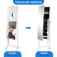 thumbnail image 4 of Dextrus Mirrored Jewelry Cabinet Armoire with Full Length Mirror, Standing Large Capacity 2 in 1 Jewelry Armoire Organizer with 2 Drawers, 3 Angel Adjustable - White, 4 of 11