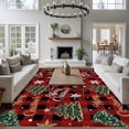 thumbnail image 3 of Large Area Rugs for Living Room Bedroom, Christmas 6'x9' Rug Washable Carpet Runner Indoor Outdoor, Pine Tree Gold White Snowflake Red Black Plaid Non Slip Floor Mats Rug for Kitchen, Playroom, 3 of 8