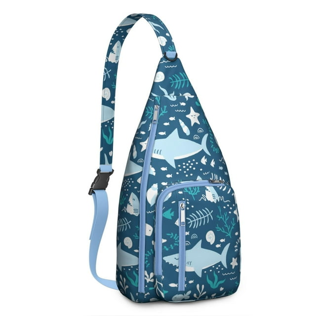 Sac à Bandoulière Vie Marine Tropicale - Motif Coloré de Requin et de Récif de Corail (Respirant et Léger)