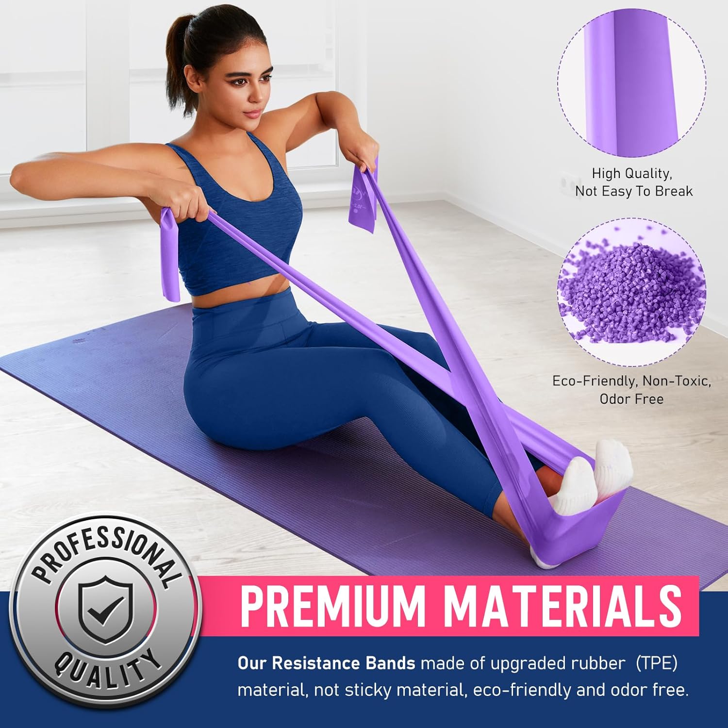 JJEAN-Resistance Bands for Working Out, Exercise Bands for Women and Men, Workout Bands for Physical Therapy, Stretch, Recovery, Pilates, Rehab, Strength Training and Home Gym