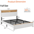 thumbnail image 2 of Full Size Bed Frame with USB and Type-C Charging, LED Headboard, Storage Platform Bed, Antique White Farmhouse Style, No Box Spring Needed, 2 of 6