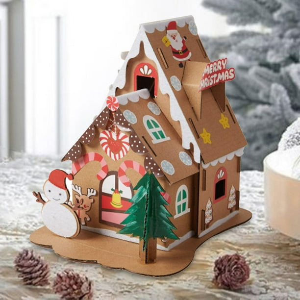 MagiDeal Maisons de noël en Carton Kraft, matériel pédagogique, Cadeaux de fête, Jeu de fête de noël pour Filles d'âge préscolaire, Style c
