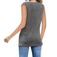 thumbnail image 3 of QUINDOS Womens Tank Tops Plus Size Gray Summer Exercise Fashion Casual Solid Vest Zipper Round-Neck Loose Sleeveless T-shirt Pullover Tops Womens Camisoles Plus Size, 3 of 7