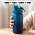 thumbnail image 6 of Hawsaiy 12oz Kids Water Bottle with Double Drinking Lids, Insulated Stainless Steel Water Bottle for School & Outdoor, Gradient Blue, 6 of 8