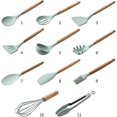 thumbnail image 3 of Cuchara de cocina de silicona no tóxica, juego de utensilios de cocina con mango de madera natural (verde) (1 pieza), 3 of 4