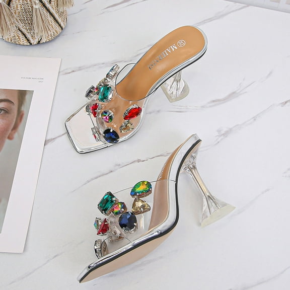 TABLZONE 1 Pair Sandals Women Rubber High-heeled Durable Cocktail Parties Summer