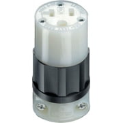 Leviton 5369-C 20 Amp, 125 Volt, Connector, Industrial Grade, Straight Blade, Grounding, Black-White