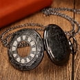 thumbnail image 5 of VIGOROSO Vintage Pocket Watch for Men Women Roman Numerals Scale Quartz Black Fob Pocket Watches with Chain, 5 of 7