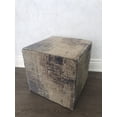 thumbnail image 2 of 16" x 16" Contemporary Distressed Blue Ivory Grey Square Ottoman Pouf, 2 of 3