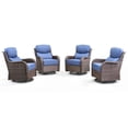 thumbnail image 2 of Unnifurnzi Outdoor Swivel Glider Patio Chairs-Patio Swivel Chairs Set of 4 with 6 Inch Thick Cushions High Back Patio Chairs for Deck Porch Poolside Balcony-Brown/Blue, 2 of 7