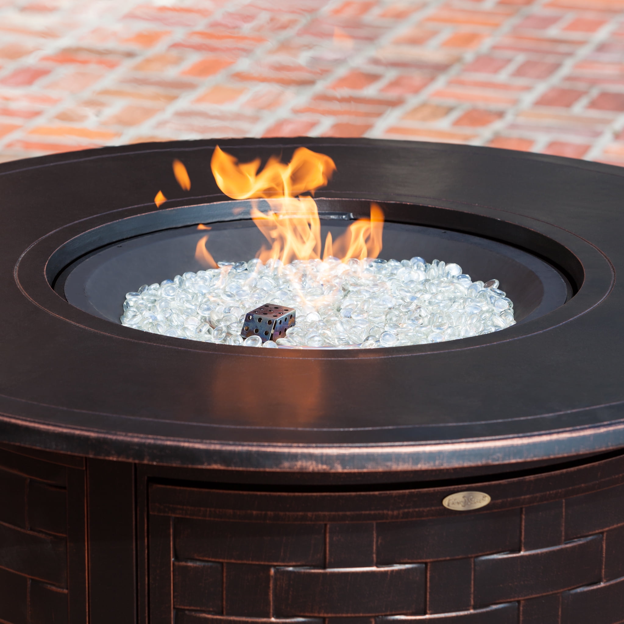 Perissa Woven Aluminum Round Lpg Fire Pit Com