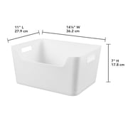 (6 pack) Mainstays X-Large Easy Access Bin, Open Plastic Storage Bin with Scoop Front, White