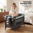 thumbnail image 5 of EVMORE Foldable Baby Bedside Bassinet, 5-in-1 Baby Bed Playard with Changing Table, Storage Shelf, Music for Newborn Toddlers, 0-36 Months, 5 of 10