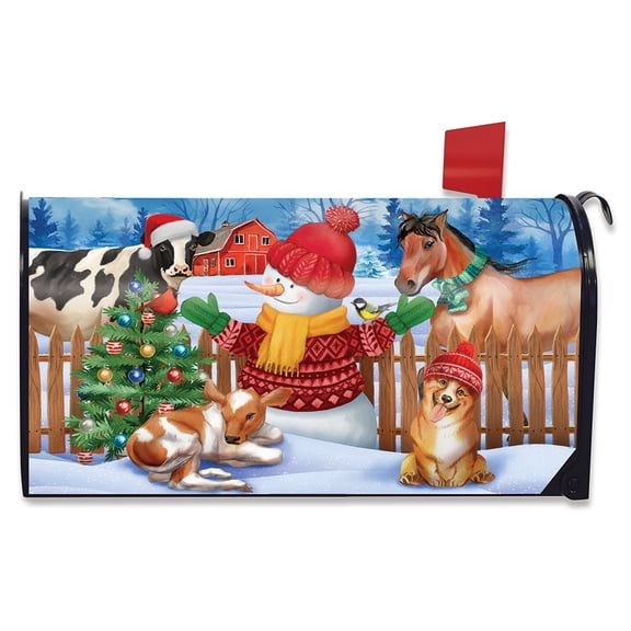 Briarwood Lane Barnyard Snowman Christmas Mailbox Cover